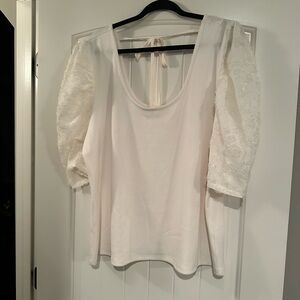 Maurices Cream Lace Puff Sleeve Blouse